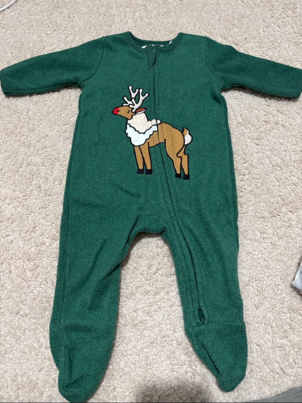 Green Reindeer Footed One-Piece for Kids